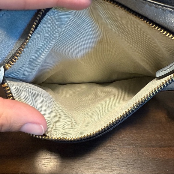 FOSSIL Blue Gray Leather Small Shoulder Crossbody Handbag P - Picture 13 of 14